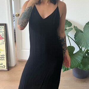 Aritzia Wilfree Free Black Midi Slip Dress
